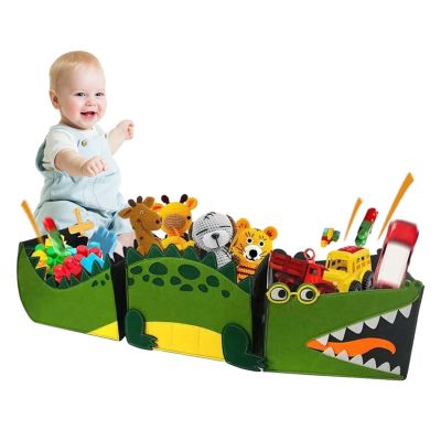 Kumprohu Felt Storage Bins | Felt Crocodile Pattern Toy Boxes - Foldable Fabric Storage Baskets, Large Toy Organizer Bins for Plush Toys Building Block Toys