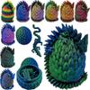 3D Printed Dragon Egg Articulating Gemstone Dragon Fidget Figurine - Vibrant Color Dragons Flexible ADHD, Autism and Anxiety Relief - Articulated Joints (Blue Green Silk) view 1