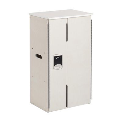 ECR4Kids Play Kitchen Refrigerator, Wooden Playset, White Wash