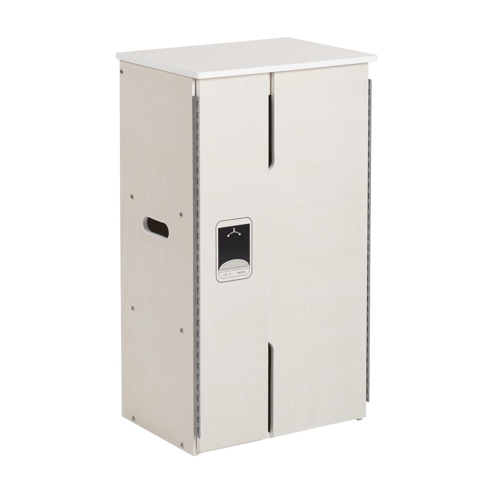 ECR4Kids Play Kitchen Refrigerator, Wooden Playset, White Wash