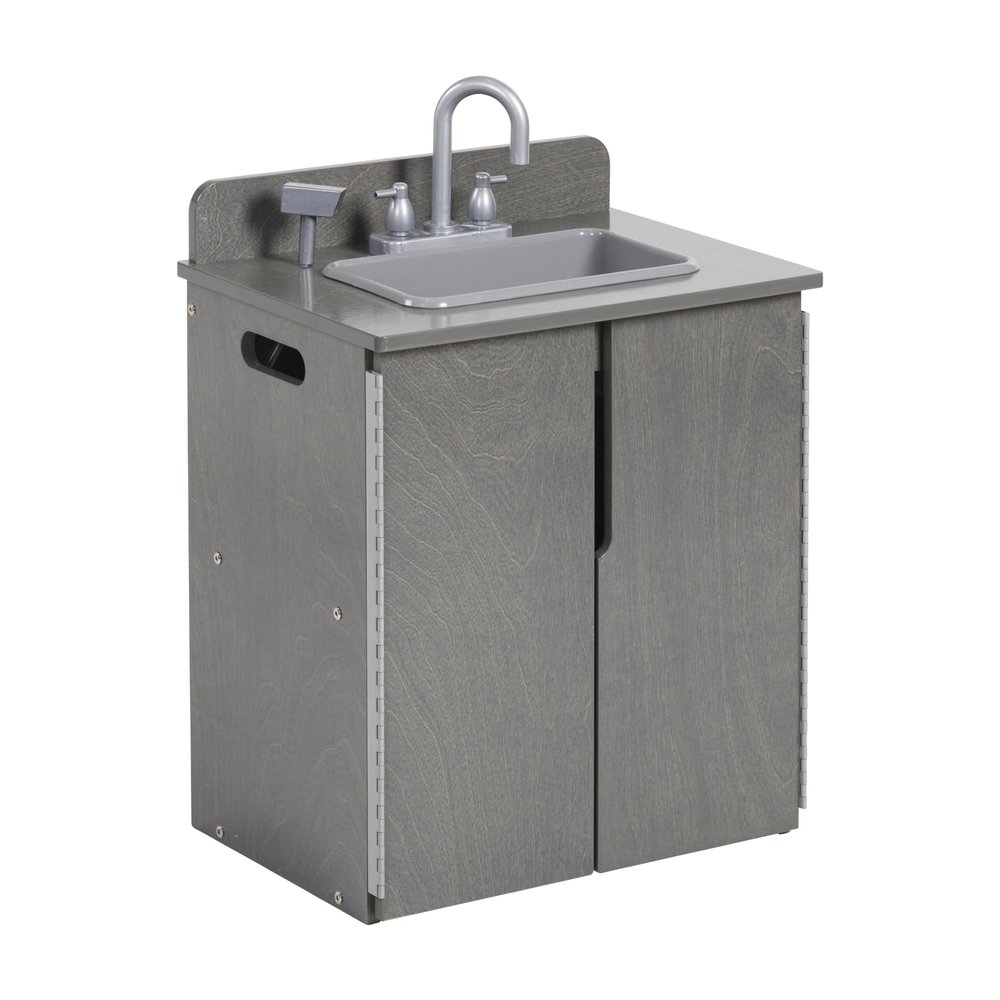 ECR4Kids Play Kitchen Sink, Wooden Playset, Grey Wash
