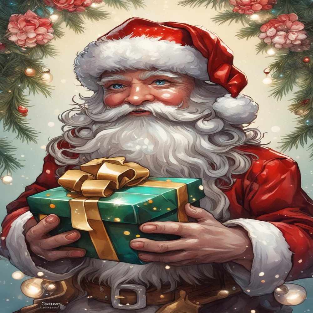 1000 PieceAdult and Youth Watercolor Christmas Painting Puzzles Santa Claus Fun and challenging, Themed Puzzles,Great Gift for Family and Friends Dimensions 20 X 28.8 Inche