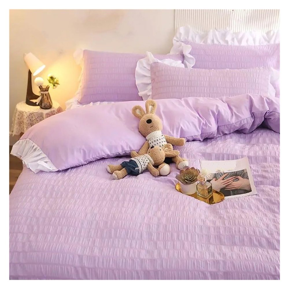 ADovz Blue Princess Bedding Sets Girls Duvet Cover Bed Skirt Set Girls Bedroom Ruffle Bedding Sets,Bed Sheets