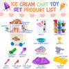 PLAY Ice Cream Cart Toys for Kids - Color Dough Sets for Kids Ages 4-8 with 12 Cans, Pretend Play Toy Ice Cream Shop Counter Playset for Girls Boys Gifts view 4