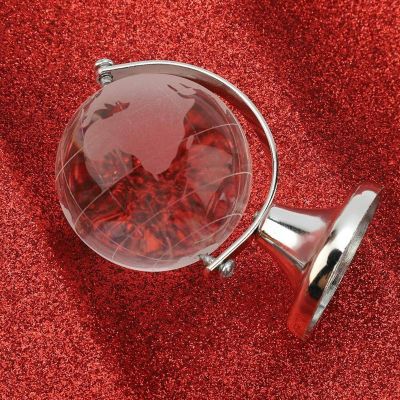 GAJUST Round Earth Globe World Map Crystal Glass Clear Sphere with Stand for Desk Decoration Teaching Tools Collectible Model Gift (Color : Silver)