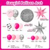 128pcs Disco Cowgirl Party Decorations, Hot Pink Silver Cowgirl Balloon Arch Garlan Kit with Disco Foil Cow Print Balloons for Bachelorette Birthday Party Decorations view 2