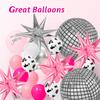 128pcs Disco Cowgirl Party Decorations, Hot Pink Silver Cowgirl Balloon Arch Garlan Kit with Disco Foil Cow Print Balloons for Bachelorette Birthday Party Decorations view 4