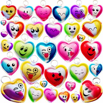 Roaqua 100 packs Bulk heart expression Mini Pop Fidget Key Chainbirthday Party Favors Small Valentine's Day Wedding Party Favors and Classroom Student Gifts