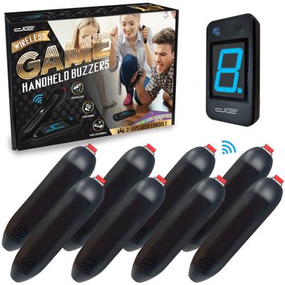Digital Energy Wireless Handheld Game Buzzer System - Console Displays First Buzz-in - Great for Jeopardy, Family Feud, Trivia and Buzz Games - 8 Joystick Buzzers