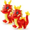 2 Pcs Chinese Dragon Plush 2025 Year of The Dragon Stuffed Animal Plush Chinese New Year Plush Decoration Mascot Doll Plushies for Spring Festival Bedtime Gift Bed Rest Chair Table Decoration(Lucky) view 1