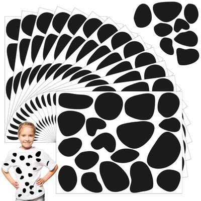 12 Sheets Black Adhesive Felt Circles for Kids Dalmatian Costume, Dalmatian Spot Stickers DIY Decoration(216 Pcs)