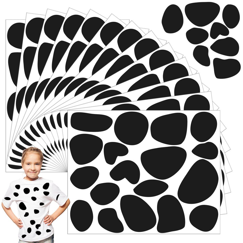 12 Sheets Black Adhesive Felt Circles for Kids Dalmatian Costume, Dalmatian Spot Stickers DIY Decoration(216 Pcs)