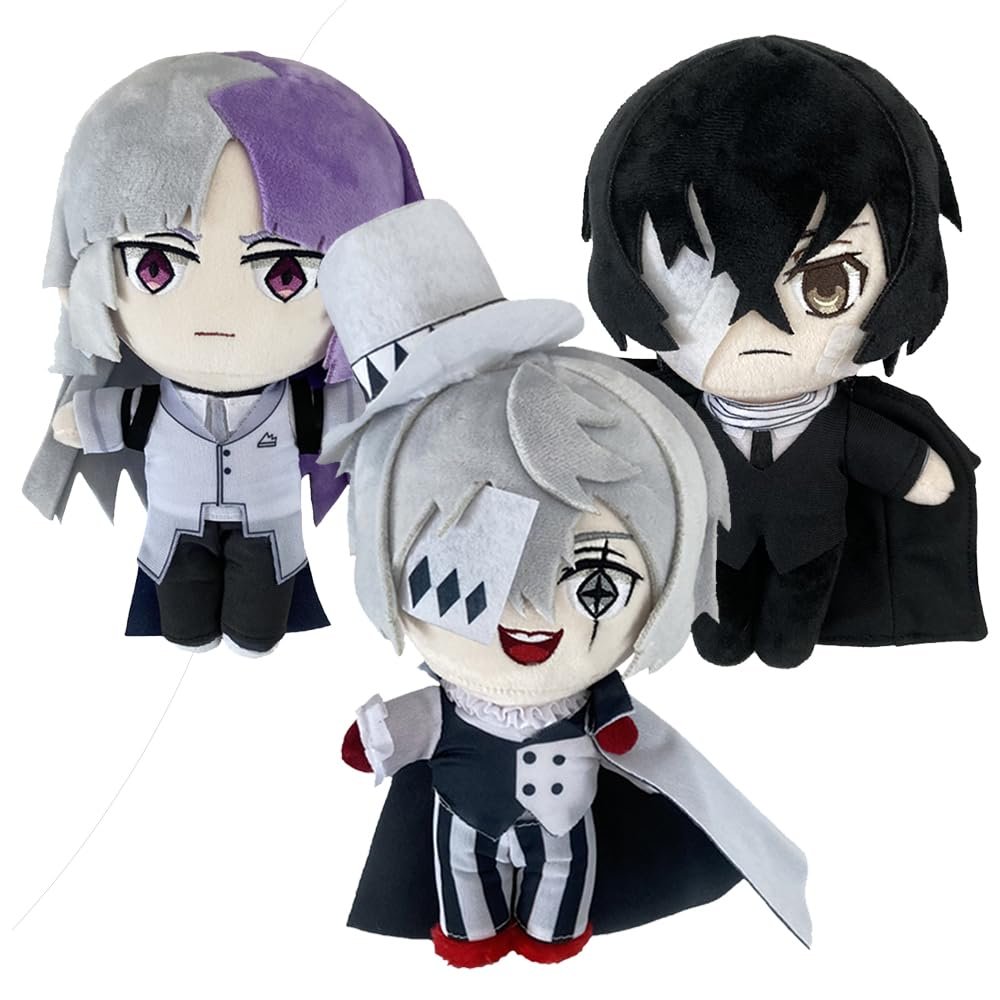 3pcs Anime Figures Pillow Dazai Osamu Sigma Nikolai Gogol Cosplay Stuffed Figures Pillow Cute Manga Characters Throw Pillow Home Decoration
