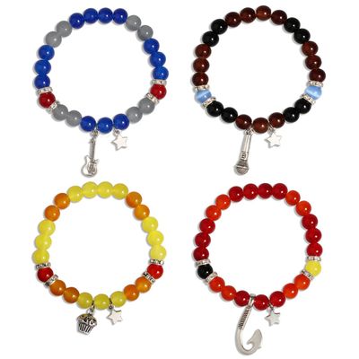 4 pcs Five Horror Night FNAF Bracelet, Freddy Bonnie Chica Foxy Charm Bracelets for Daughter Son Niece Sister Best Friend, Horror Nights Fan Merch Birthday Christmas Halloween Valentines Day Gifts