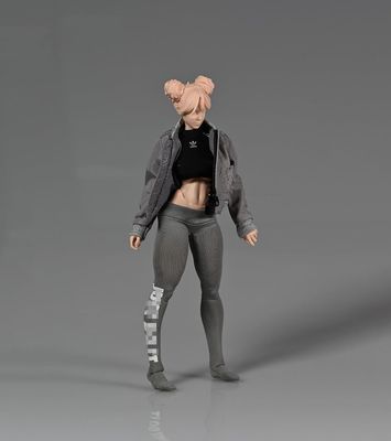 1/12 Scale Female Clothes,Female Flying Jacket Coat Tight Pants Leggings Outfit Clothing for 6inch Action Figure Body (1pc Gray Jacket)