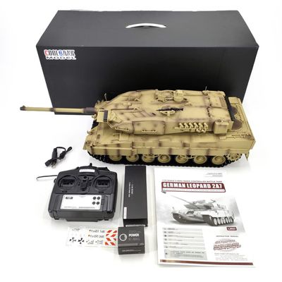 Luminda 1/16 German Leopard 2A7 Remote Control Tank, 2.4G RC Main Battle Tank with Lights & Sounds Spray Effects, All Terrain RC Military Tank Off-Road Vehicles Army Battle RC Tank That Shoots