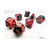 Black and Red Gemini Mini Dice with Gold Colored Numbers 10mm (3/8in) Set of 7 Chessex view 1