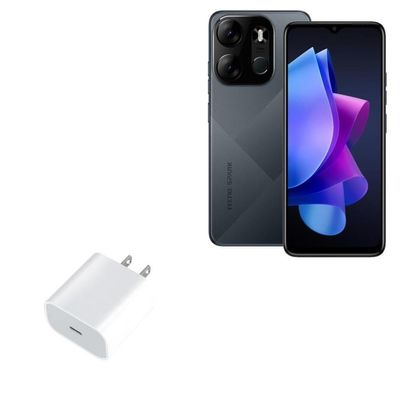 BoxWave Charger Compatible with Tecno Spark Go (2023) - PD GAN miniCube (30W), 30W Tiny PD GAN Type-C Wall Charger - Winter White