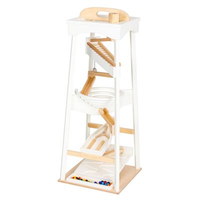 AmishToyBox.com Pyramid Marble Tower Run Wooden Toy - 39" High - Pack of Marbles Included (White and Natural Finish)
