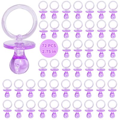 72 Pcs Baby Shower Pacifiers, 2.75 Plastic Pacifiers for Baby Shower Game, Baby Shower Decoration DIY, Gender Reveal Party Table Scatter/Baby Shower Party Favors, Purple