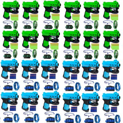 Accessories for Nerf Party Supplies, Favors - 24 Sets. Bulk Pack for Nerf Birthday, War - Mini Toy Gun, Wrist Bullet Holder, Foam Darts, Face Mask & Safety Glasses. Kids Ages 5+