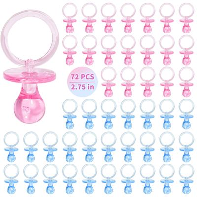 72 Pcs Baby Shower Pacifiers, 2.75 Plastic Pacifiers for Baby Shower Game, Baby Shower Decoration DIY, Gender Reveal Party Table Scatter/Baby Shower Party Favors, Pink & Blue