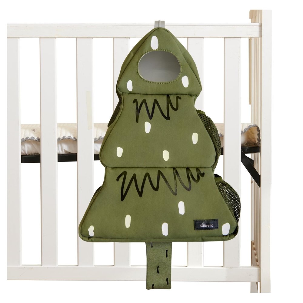 SUNEVNO Baby Diaper Caddy Organizer Hanging Diaper Stacker, Baby Crib organizer Classified Storage for Changing Table Crib Playard or Wall & Nursery Organization (Pine Tree)