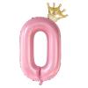 0 Number Balloon Pink 40 inch Big Foil Crown Helium 0th Balloons for 0 Year Old Boy Girl Birthday Party Decorations Wedding Anniversary Events Supplies view 1