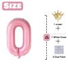 0 Number Balloon Pink 40 inch Big Foil Crown Helium 0th Balloons for 0 Year Old Boy Girl Birthday Party Decorations Wedding Anniversary Events Supplies view 2