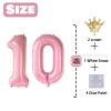 10 Number Balloon Pink 40 inch Big Foil Crown Helium 10th Balloons for 10 Year Old Boy Girl Birthday Party Decorations Wedding Anniversary Events Supplies view 2