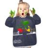 DOMIKING Navy Blue Customized Kids' Art Smocks Long Sleeves Kid Painting Aprons Artist Smcoks for Eating Baking Painting M view 3