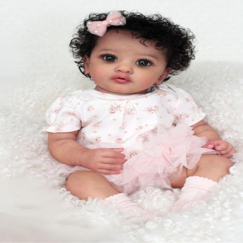 Angelbaby Lifelike Reborn Baby Dolls Black Girl 23inch Realistic African American Newborn Baby Doll Weighted Reborn Toddler Doll with Weighted Soft Body Real Babies Feeling Super Cute Child Doll