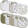 10 Pack Cotton Snap Bibs for Baby Boy Girl, Super Soft Drool Bibs for Teething and Feeding view 1