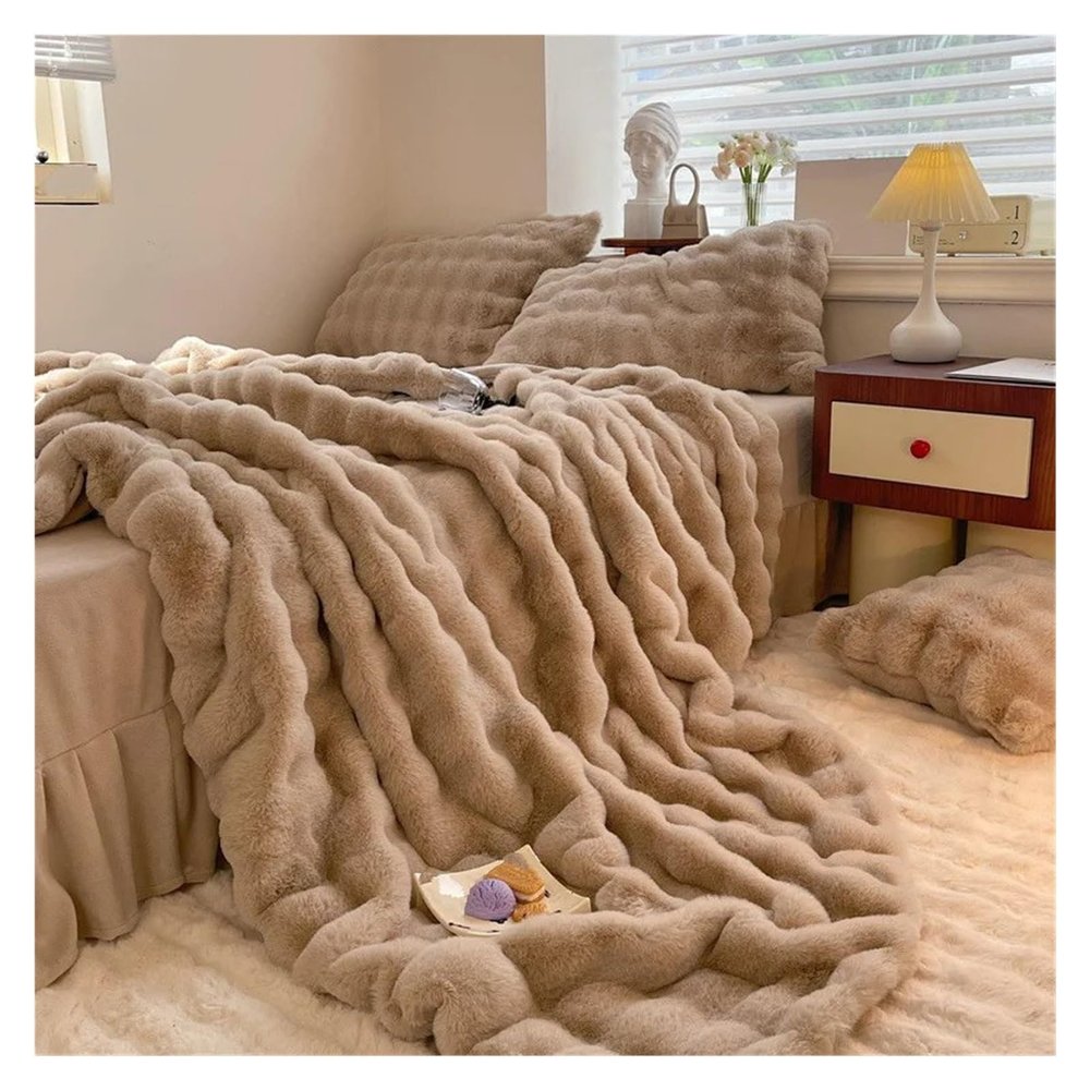 ADovz Super Fluffy Bedding Set Luxury Imitation Rabbit Hair Duvet Cover Bed Sheets and Pillowcases Winter Soft Comforter Bedding Sets,Bed Sheets