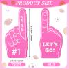 Sinmoe 48 Pieces Sport Party Favors Fan Foam Finger Mini #1 Basketball Baseball Football Soccer Team Cheerleader Gifts for Sporting Events Games Birthday Supplies(Pink) view 2
