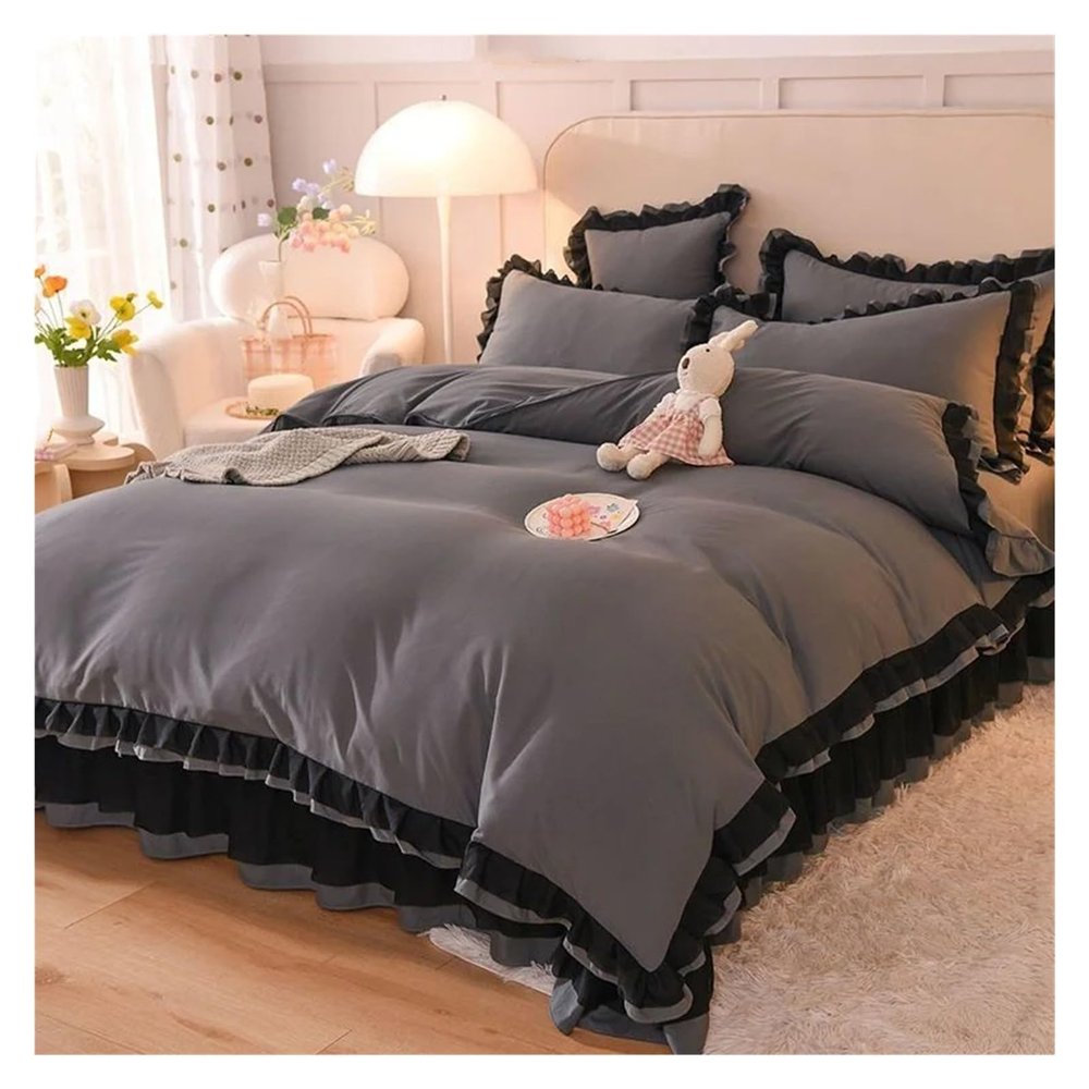 ADovz Pink Princess Lace Bedding Set Duvet Cover Sheet and Pillowcase Luxury Bedding,Bed Sheets