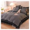 ADovz Pink Princess Lace Bedding Set Duvet Cover Sheet and Pillowcase Luxury Bedding,Bed Sheets view 1