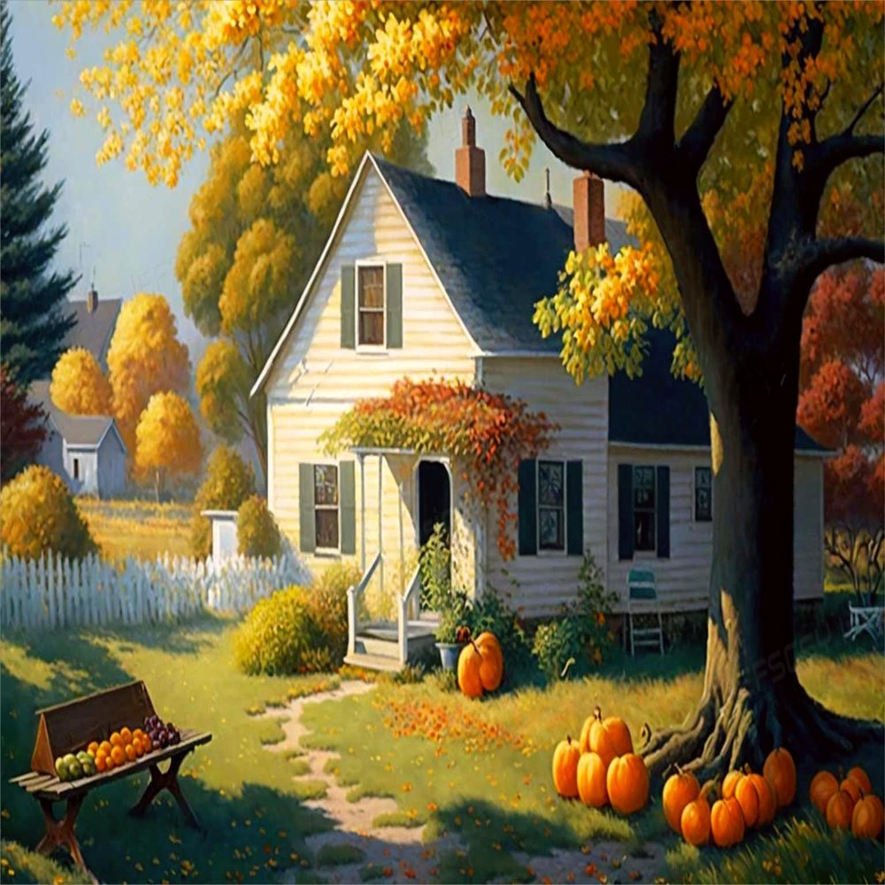 1000 Pieces Puzzle for Adults Autumn Yard - Safe Wooden, Hi-Definition Printing Beautiful Drawings, Spend The Winter Vacation and Beautiful Christmas, Elevate Yourself Gift Decor