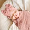DRESHOW BQUBO Baby Swaddle Blankets for Girls, 4PCS Newborn Accessories Set with Matching Hat and Bow Headband with Card view 2