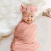 DRESHOW BQUBO Baby Swaddle Blankets for Girls, 4PCS Newborn Accessories Set with Matching Hat and Bow Headband with Card view 3