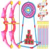 2 Pack Kids Bow and Arrow Set, Pink Light Up Archery Toy Set, 2 Foam Dart Blaster & 6 Target Cans Toys for Ages 5-7, Kids Indoor Outdoor Birthday Gifts Ideas for Boys Girls 4 5 6 7 8 9 10 Year Old view 1
