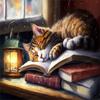 Winter Warm Christmas Thanksgiving Gifts - Library Cat 200 Piece More Difficult Challenge Puzzles (Wooden Puzzles Includes Beautiful Gift Box) for All Adult Beginners view 1