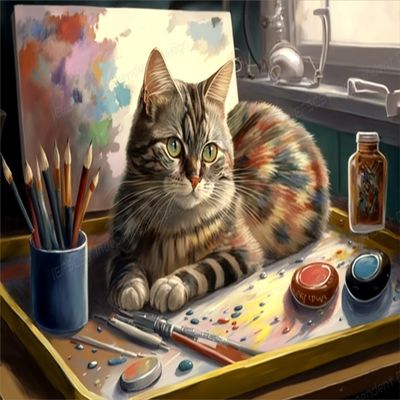200 Pieces Puzzle for Adults Cat in The Studio - Safe Wooden, Hi-Definition Printing Beautiful Drawings, Spend The Winter Vacation and Beautiful Christmas, Elevate Yourself Gift Decor