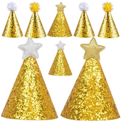 ibasenice 8pcs Boys and Girls Birthday Party Caps and Shiny Party Hats for Fun Birthday Decorations Comfortable and Safe Headdresses for Celebrating Special Moments