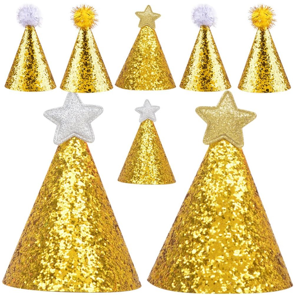 ibasenice 8pcs Boys and Girls Birthday Party Caps and Shiny Party Hats for Fun Birthday Decorations Comfortable and Safe Headdresses for Celebrating Special Moments