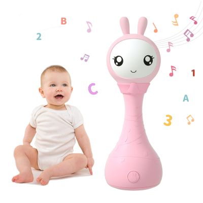 alilo Yoyo Talking Bunny Baby Musical Light-Up Rattle Toys 0-6-12-18 Months, Voice Mimicking Toy, Preloaded 90+ Audio Content, ABC/Number/Notes Learning Toys for Baby Infant Newborn Boy Girl Gifts