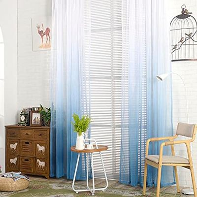 Transparents Sheer Curtains Home Decoration 100 Wide Living Kids Baby Room Modern Simple Ombre Style Panel