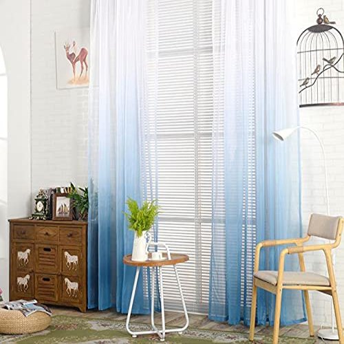 Transparents Sheer Curtains Home Decoration 100 Wide Living Kids Baby Room Modern Simple Ombre Style Panel