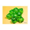 Rad Green Translucent Dice with White Numbers 7+1 Dice Set 16mm (5/8in) Chessex view 1
