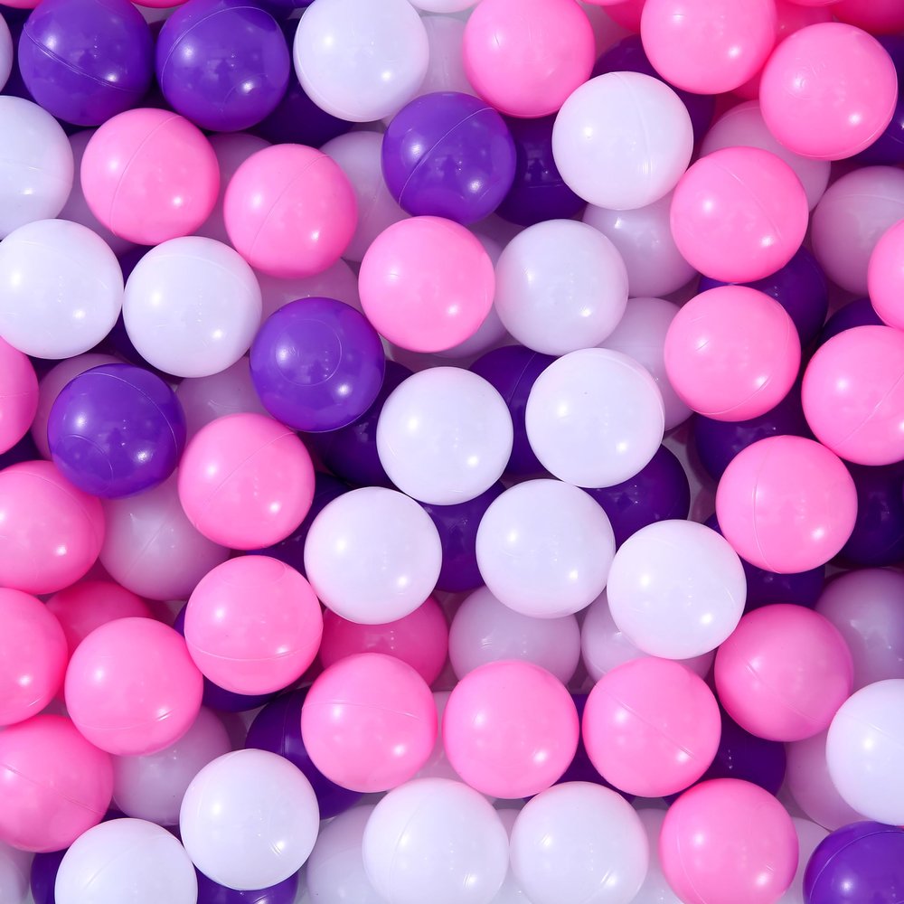 Funecho Ball Pit Balls for Toddlers, Plastic Ball for Kids Bpa Free Crush Proof Toys for Foam PoolSwimming PoolPlayground Holiday Decorate White Purple Light-Purple 100pcs